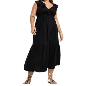 River Island Plus dress ruffle smock maxi black size 20